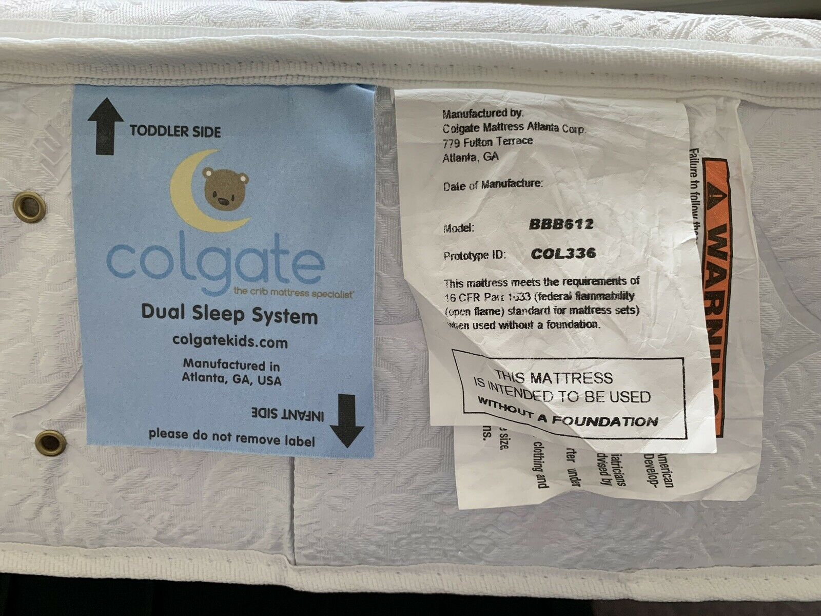 colgate organic crib mattress pad