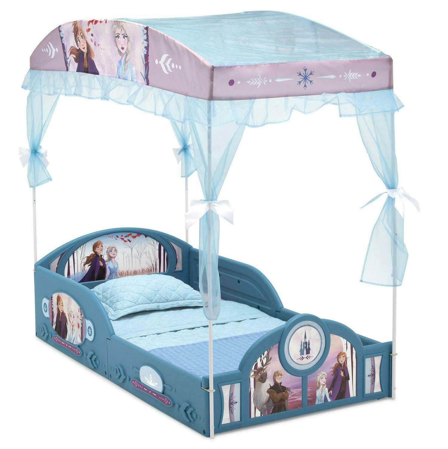 Toddler Canopy Bed Frozen II Disney Princess Elsa Anna Girls Bedroom ...