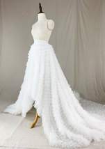White High Low Tulle Skirt Outfit White Bridal Wedding Skirt Train Plus Size image 8