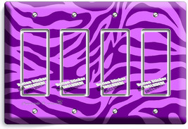 Purple Zebra Animal Print Stripes Light 4 Gang Gfci Switch Wall Plate Room Decor - $21.99