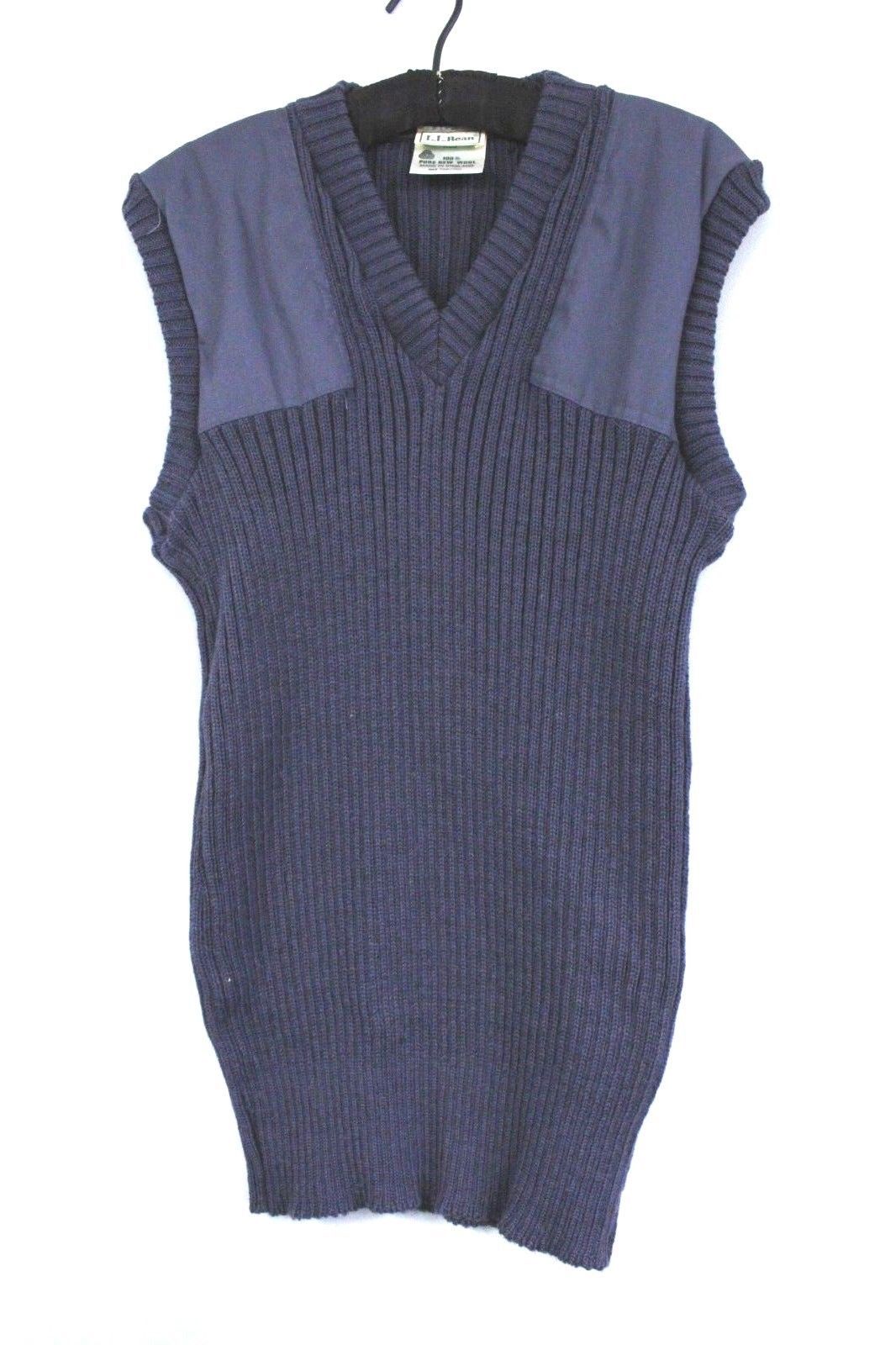 Vintage LL BEAN Shooting Vest Made in England XLT Navy 100 Wool