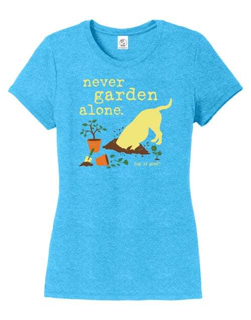 Dog is Good Unisex T-shirt Never Garden Alone, blue