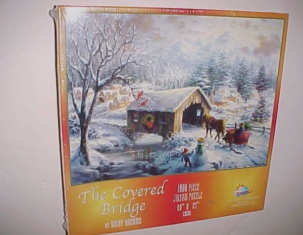 Primary image for SunsOut The Covered Bridge Snow Nicky Boehme 1000 Jigsaw Puzzle 20" x 27" New