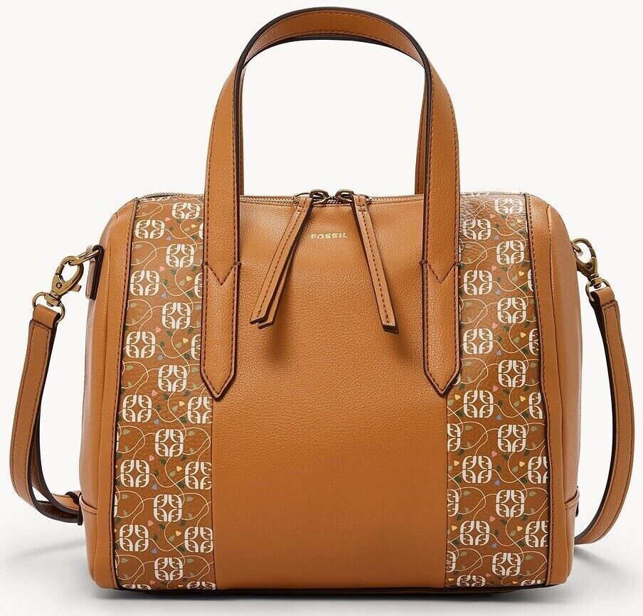 Fossil Sydney Satchel Tan Logo Crossbody Handbag SHB2952919 NWT $150 Retail