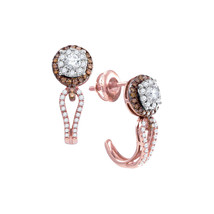 14k Rose Gold Womens Round Diamond J Half Hoop Cluster Earrings 3/4 Cttw - $1,199.00
