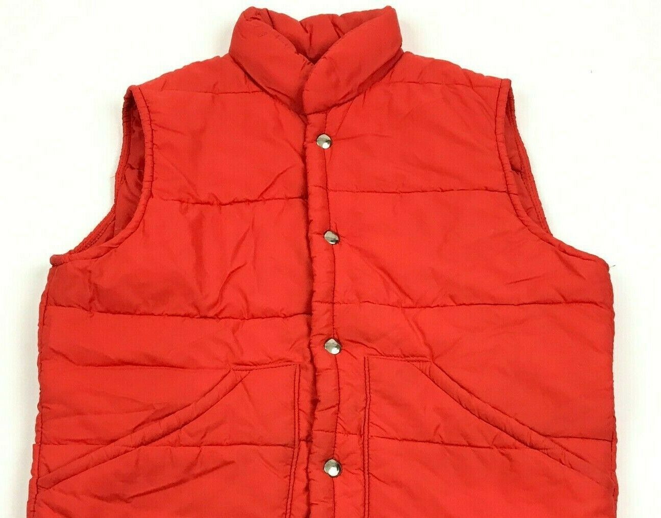 VINTAGE Orange Puffer Jacket Vest Women's Size Small Gilet Insulated ...