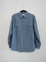Wranger Men&#39;s Blue Button Up Shirt Size Medium Long Sleeve Cotton - $16.82