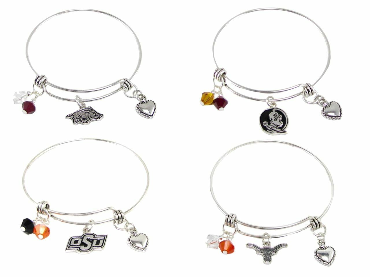 NCAA Collegiate Licensed Austrian Crystal Wire Bracelet Jewelry Choose Your Team
