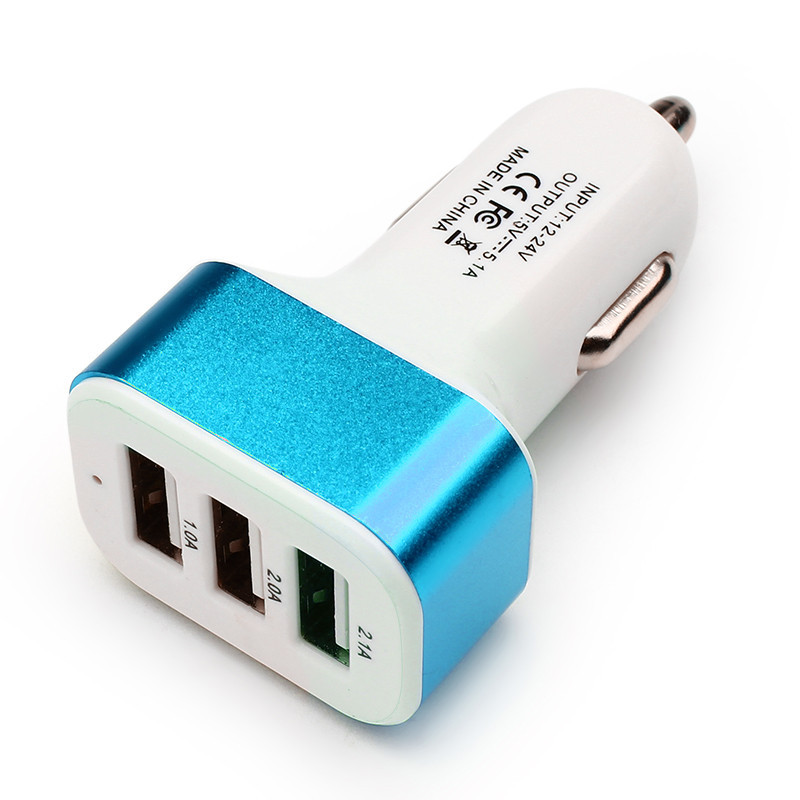 Car Charger Adapter USB Socket 3 Port  2.1A 2A 1A