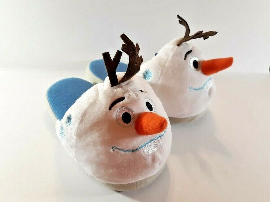 Disney Toddler Frozen Olaf Blue White Plush 3-D House Shoes Bootie sz 7 8 9 10