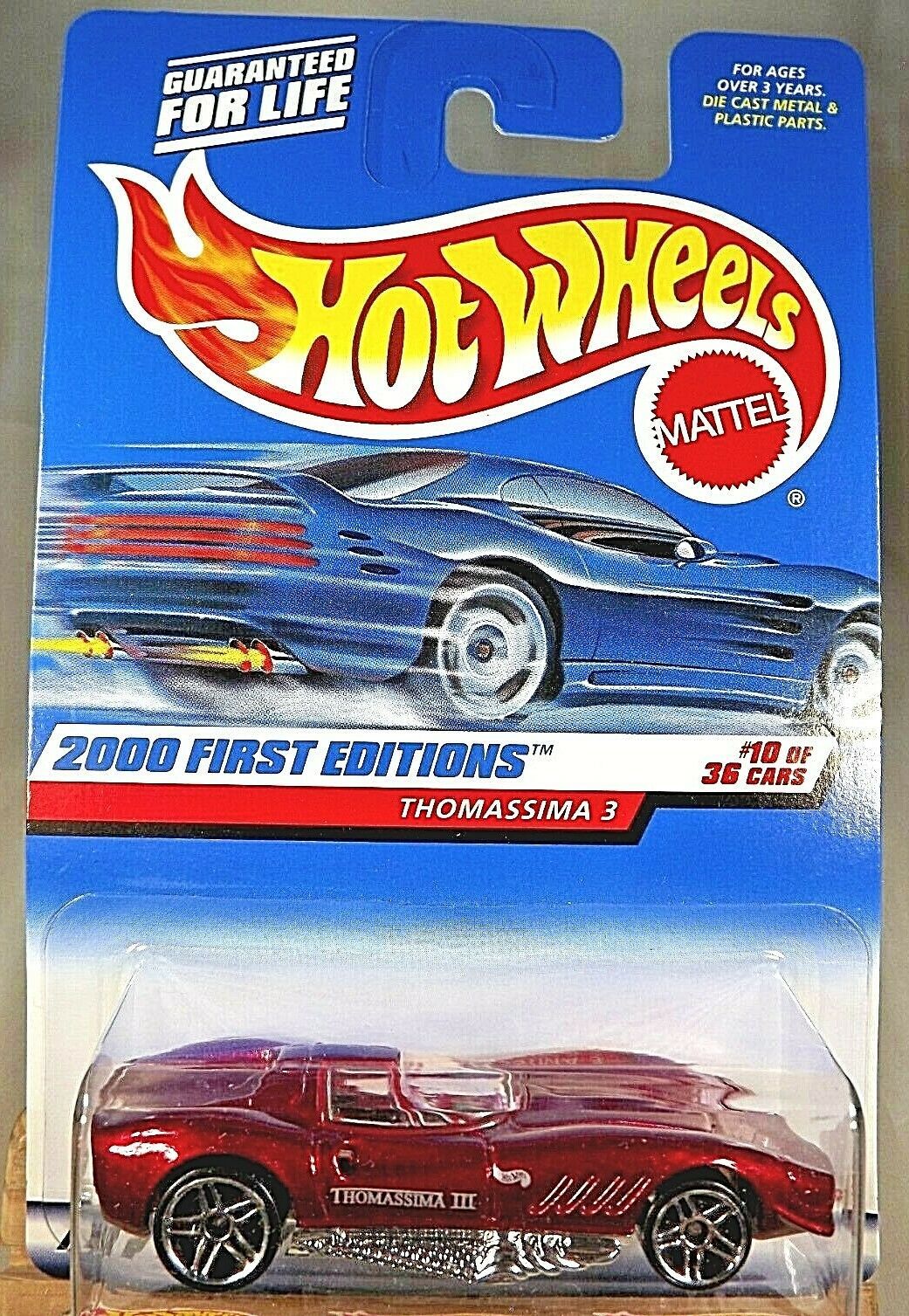 2000 Hot Wheels #070 First Editions 10/36 THOMASSIMA 3 Red w/Pr5 Spokes w/Tampo