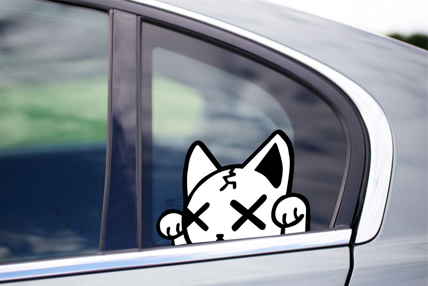 Ghost Cat Peeker Peeking Window Vinyl Decal Anime Pet Stickers Kitten Cute