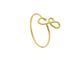 18K YELLOW GOLD SMOOTH WIRE 1mm RING, LETTER INITIAL S LENGTH 10mm 0.4&quot; - $204.00