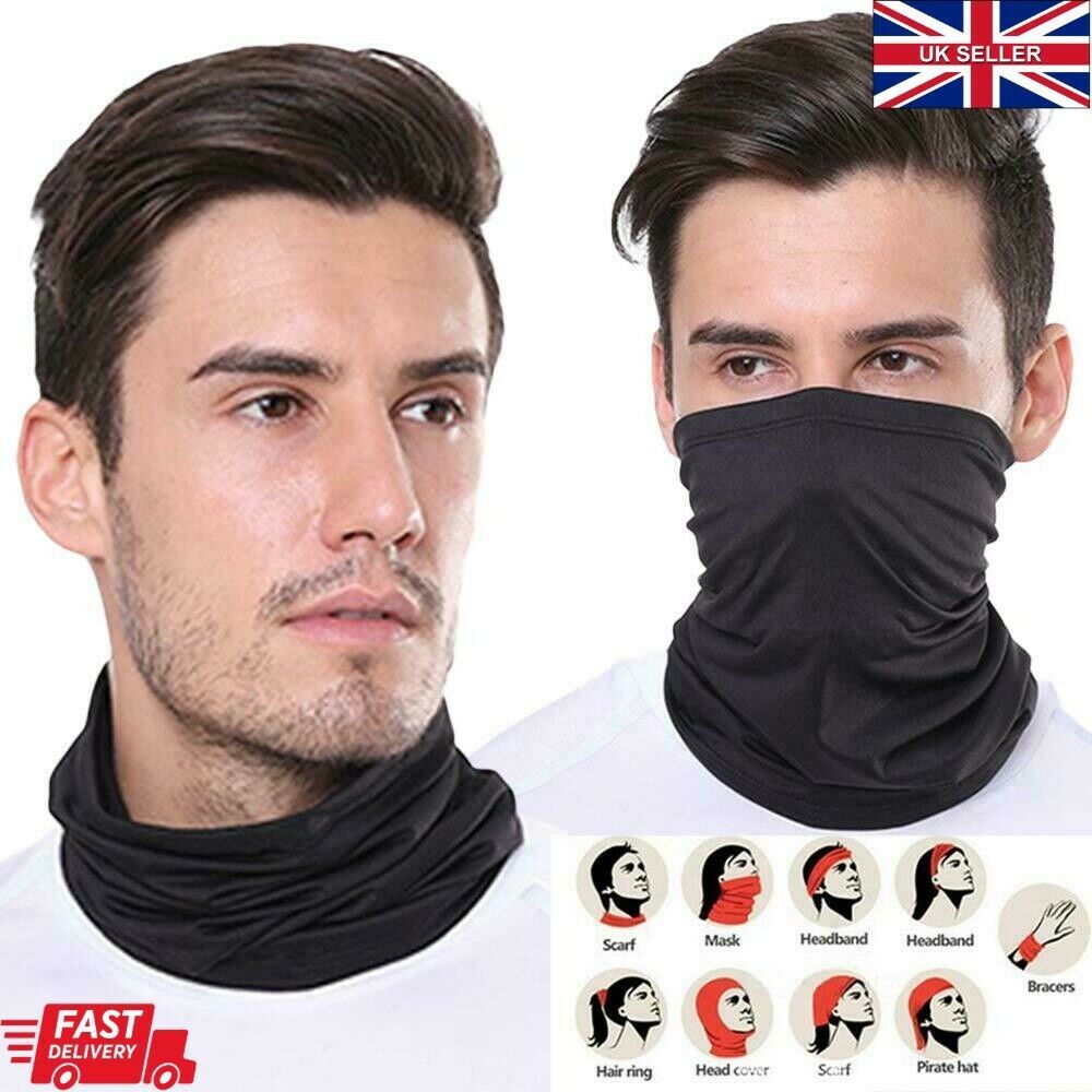 Black Face Covering Mask Scarf Shield Neck Thermal Tube Snood Scarves Sports