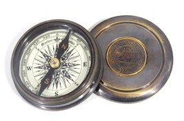 NauticalMart Marine Brass Antique Finish Pocket Compass 