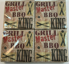 Grill Master BBQ King Beverage Paper Napkins 2 Ply 5 Inch Lot of Four 24 Ct Pkgs - $11.87