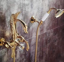 Luxury Gold wall mounted swan Bath Tub shower Filler Faucet Hand shower New - $366.29