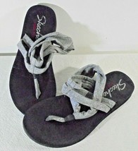 Skechers Yoga Foam Women’s 9 Sandals Slide Gray Strappy Criss Cross Slip On - $19.90