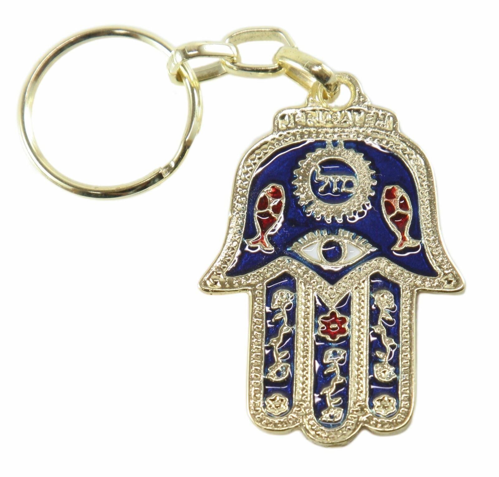 Key Chain Mazal Hamsa Lucky Ring EVIL EYE Jewish Judaica Amulet Hebrew Pendant