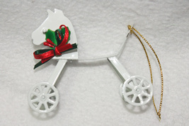 Vintage White Rocking Horse Metal Christmas Ornament - $9.99