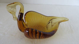 Amber Glass Swan Small Bowl - $8.59