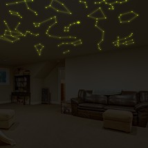 ( 118&quot; x 79&quot;) Glowing Vinyl Ceiling Decal Star Map with Lines / Glow in ... - $243.75