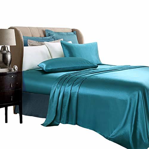 ARTALL Silky Super Soft 4 Piece Deep Pocket Satin Sheet Set, King Size