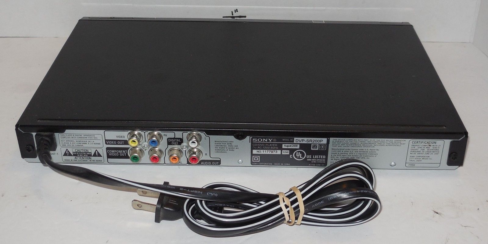... Sony Progressive Scan DVP-SR200P Black Slim CD & DVD Player No Remote ...