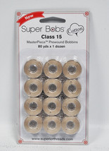 Super Bobs MasterPiece Cotton 80yd Prewound Bobbins 12ct Class 15 Parchment - $18.95
