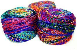 100 gr.  Saree Yarn  -  Rainbow Gradient Yarn  -  Recycled,  ~90 yards long image 3