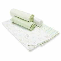 Gerber 5-pack Flannel Receiving Blankets - Neutral Green Blue Tan White Stripe - $29.69
