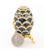 Blue Faberge Egg Jewelry Trinket Box Decoration Present Cute #MCK11 - $31.17