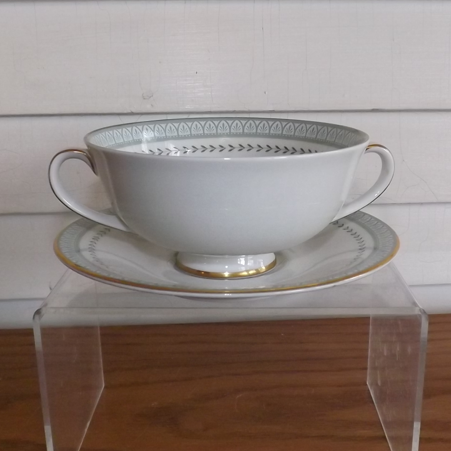 Royal Doulton Berkshire Footed Cream Soup Bowl and Saucer Vintage Fine