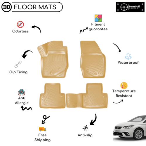 Vehicle Specific Rubber Beige Floor Mat for Seat İbiza 2017 - Up