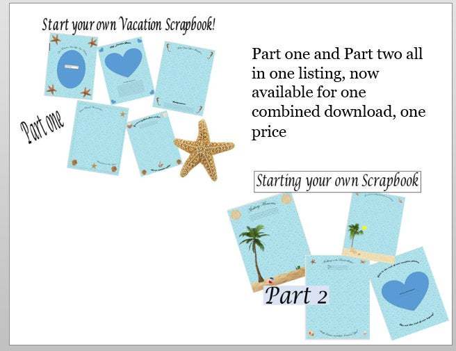 Printable Vacation Scrapbook Starter, Both Part 1 & Part 2 (Combined) Available
