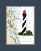 St. Augustine, FL Lighthouse and Nautical Chart High Quality Canvas Print - $14.99+