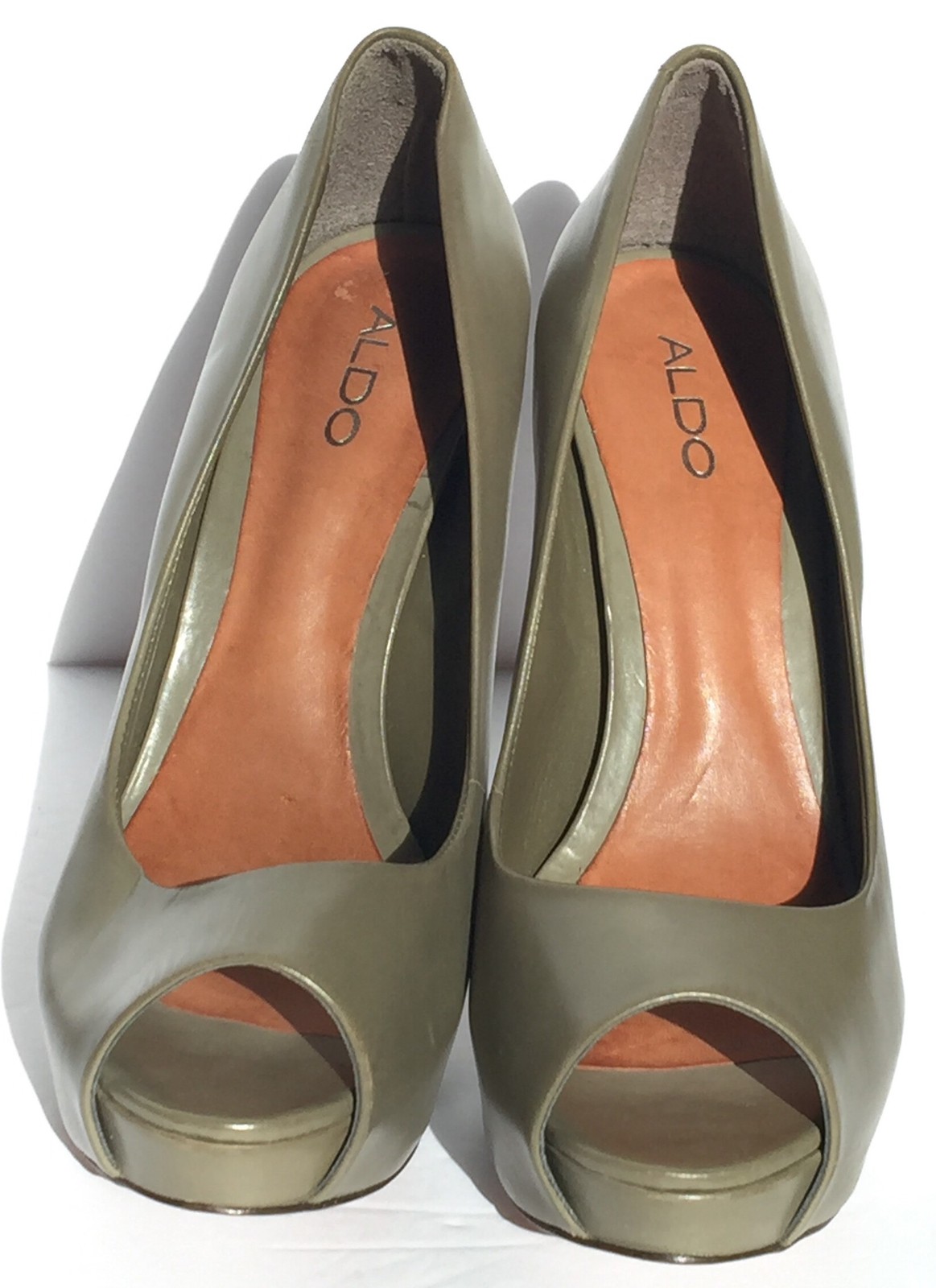 olive green peep toe heels