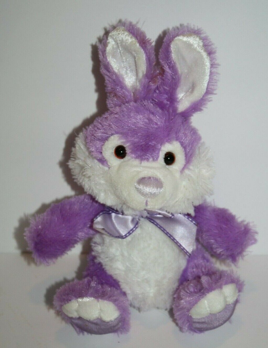 Primary image for Walmart Purple EASTER BUNNY RABBIT 7" White Plush Stuffed Animal Bow Soft Toy