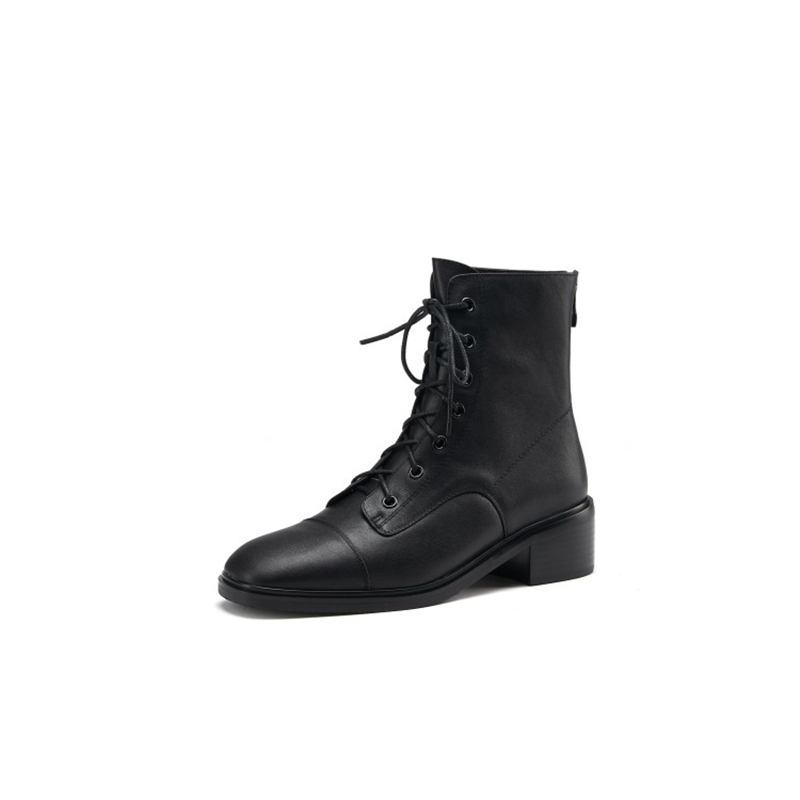 Handmade Custome Women Girls Leather Martin Boots Size 10 Black