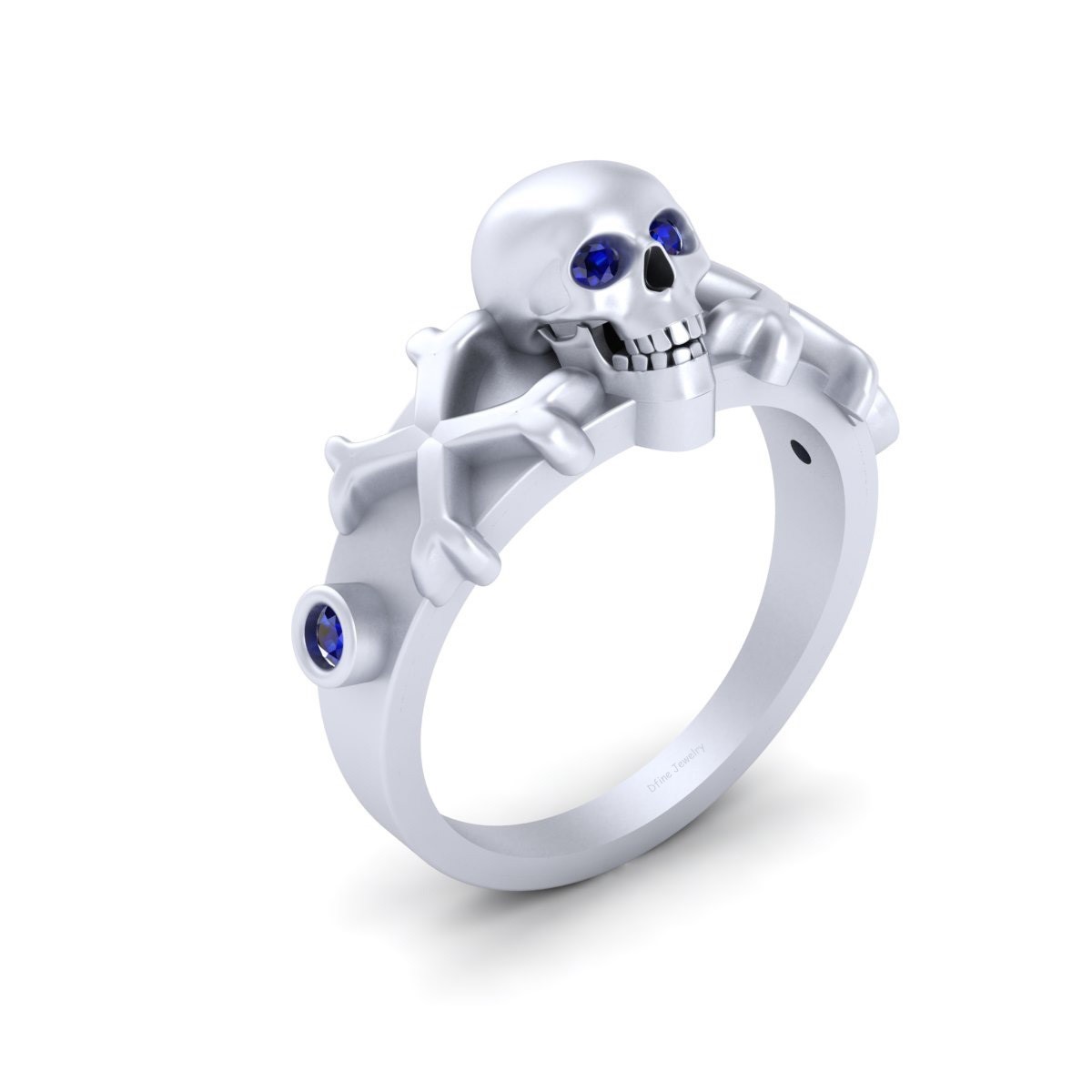 Solid 925 Sterling Silver Skull Crossbones Ring Gothic Skull Engagement Ring Her