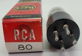 Vintage RCA 80 Electron Vacuum Radio Tube NOS w/ Original Box Rare Radiotron  - $19.34