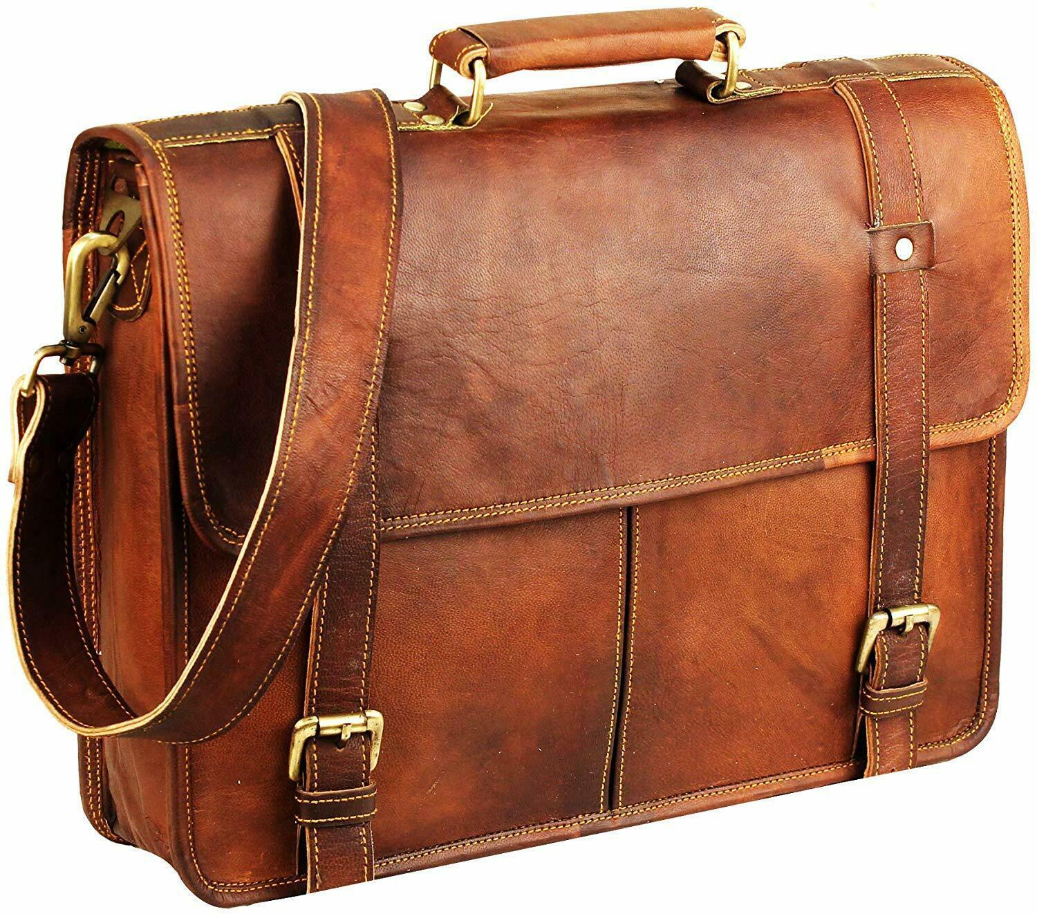 Vintage Classic Leather Messenger Bag For Men Leather Briefcase For ...