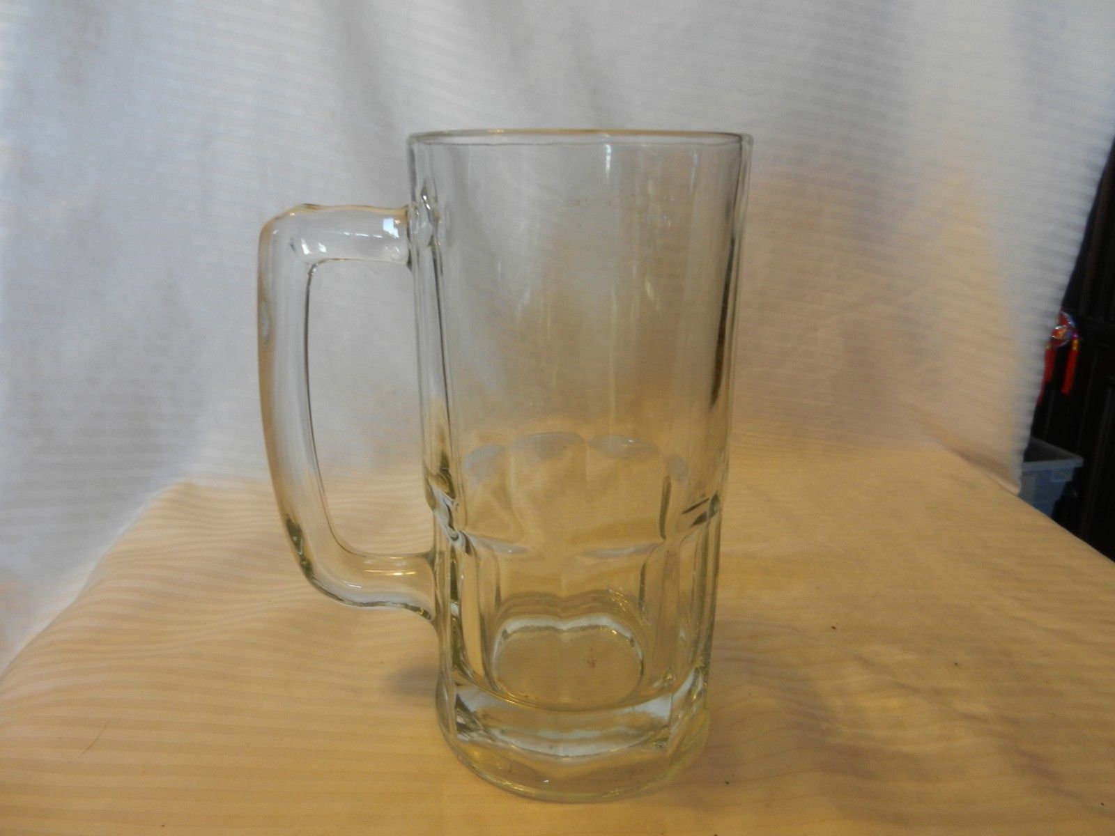 Large Heavy Clear Glass Beer Mug With handle 8" Tall Budweiser