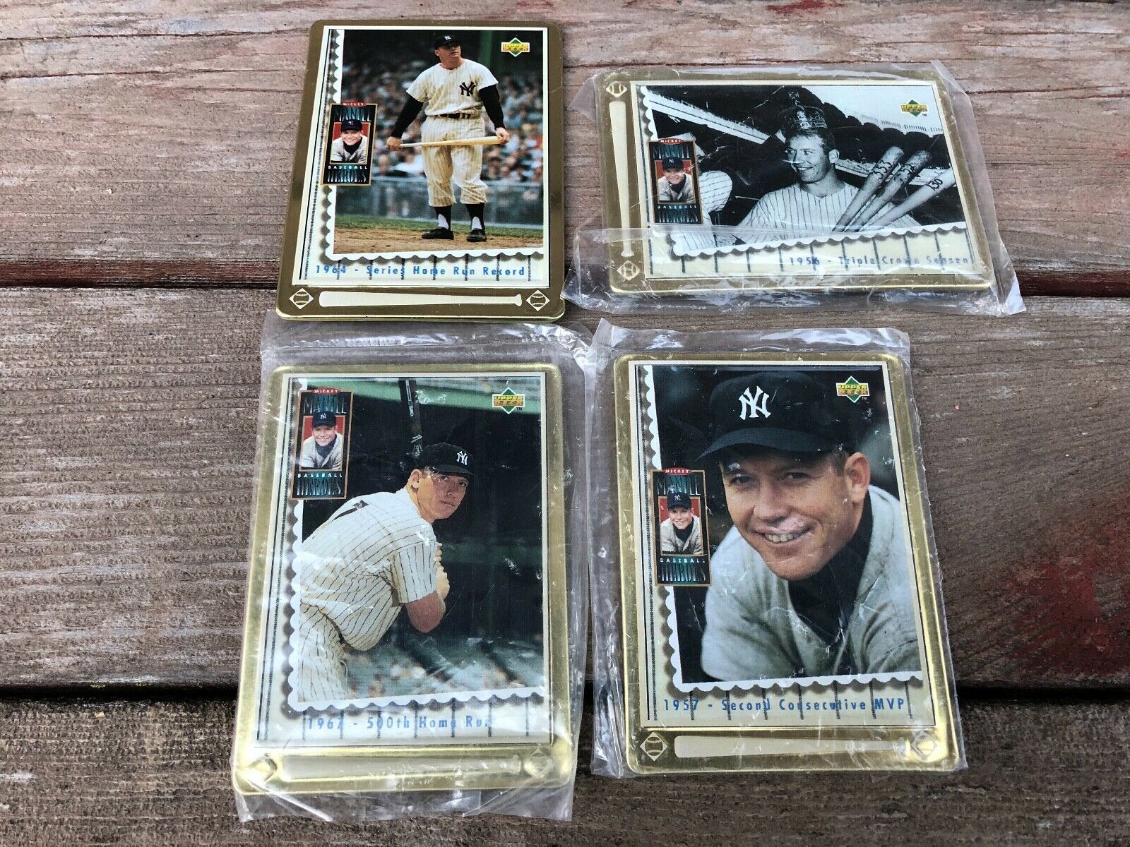 Lot 4 MICKEY MANTLE Baseball Heroes Upper Deck Tin Metal Cards ...