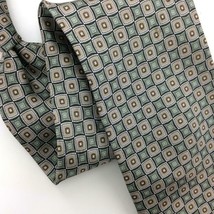 Pierre Cardin Tie Moss-Green Beige Tan Squares Silk Necktie Checker I18-... - $19.79