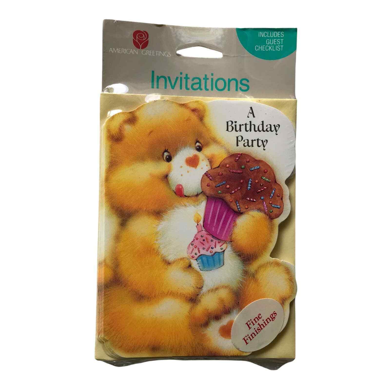 Primary image for Care Bears Invitations Cupcake Birthday Party 8 American Greetings Vintage