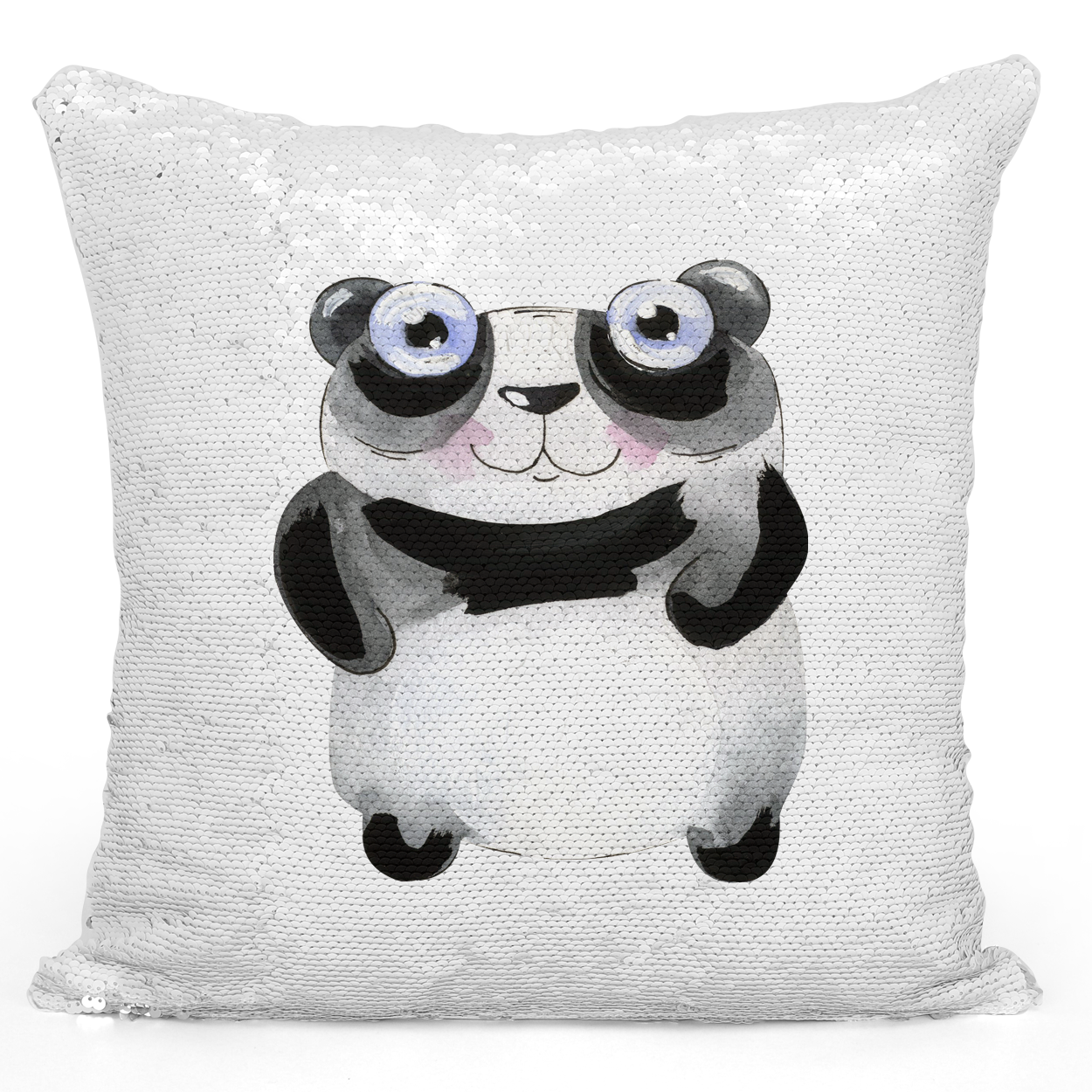 sequin panda pillow