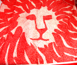 Anne Klein Red Lion Scarf 25&quot; Square with Bonus Solid Unbranded 29&quot; x 31&quot; - $15.14