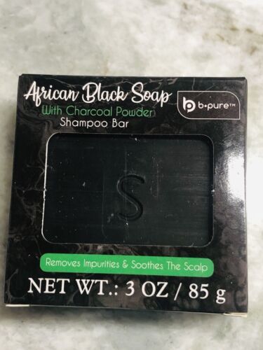 B-Pure-African Black Soap W/Charcoal Powder Shampoo Bar. 3oz/85gm ...