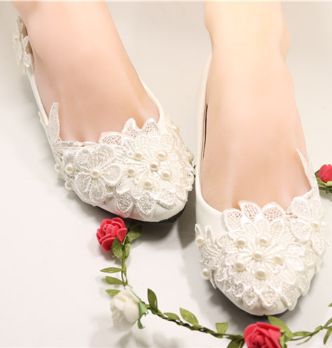 Wedding Ivory Flats Vegan Shoes Embellished with beading UK Size 2,3,4,5,6,7,8
